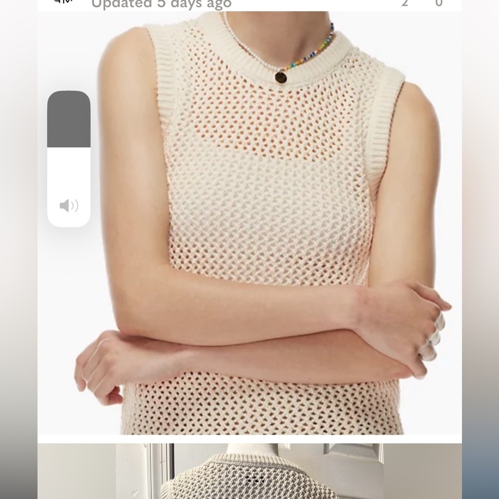 Aritzia TNA open-knit cream sleeveless sweater. Size XS.
